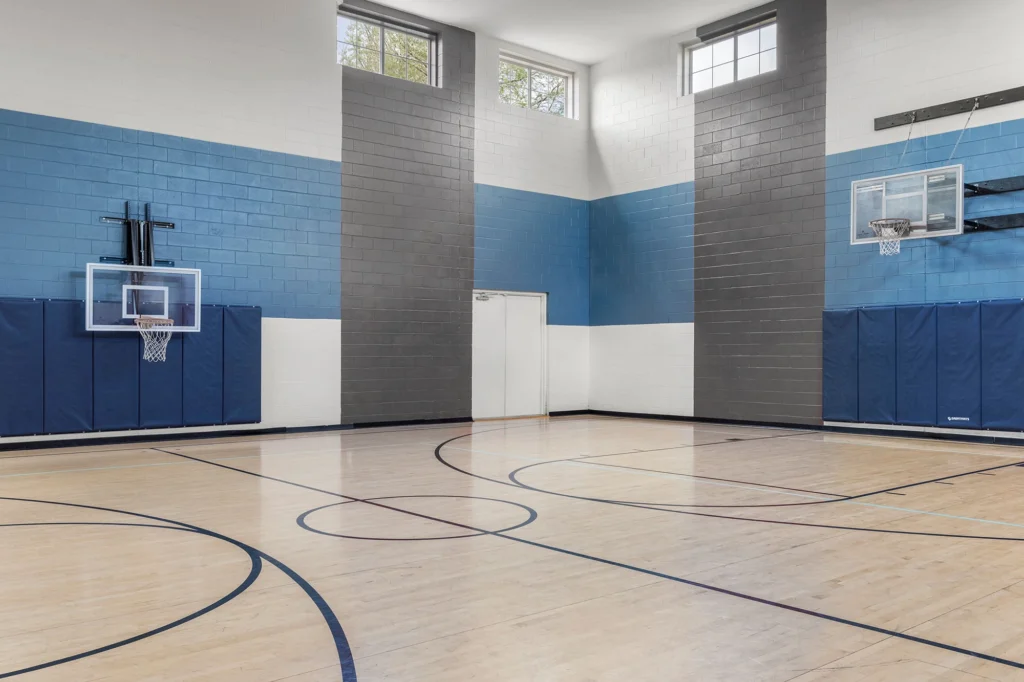 Indoor basketball court.